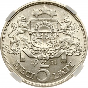 Latvia 5 Lati 1931 NGC MS 61