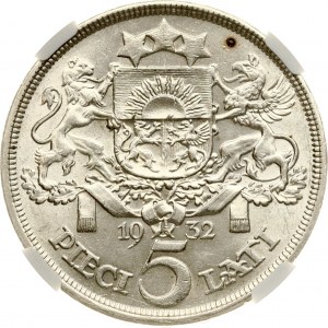 Latvia 5 Lati 1932 NGC MS 60