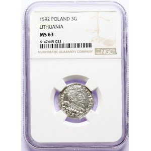 Lithuania Trojak 1592 Vilnius (RR) NGC MS 63