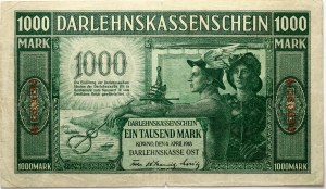 German Occupied Territories 1000 Mark 1918 Darlehnskasse Ost