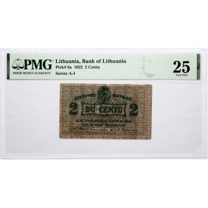 Litwa 2 Centu 1922 PMG 25 bardzo dobry