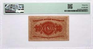Lituanie 10 Centu 1922 PMG 35 Choice Very Fine