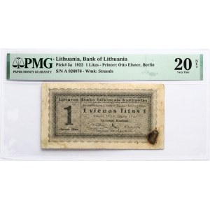 Lithuania 1 Litas 1922 PMG 20 Very Fine NET