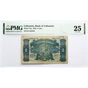 Litva 2 Litu 1922 PMG 25 Veľmi jemné