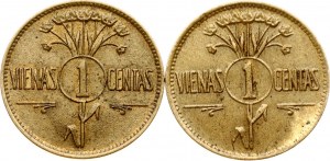 Litva 1 centas 1925 Sada 2 mincí