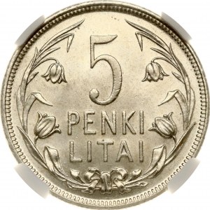 Lithuania 5 Litai 1925 NGC MS 63
