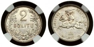 Lithuania 2 Litu 1925 NGC AU 55