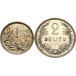 Litwa 1 Lit 1925 i 2 Lit 1925 Partia 2 monet