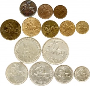 Lithuania 1 Centas - 10 Litu 1925-1938 Set Lot of 14 coins