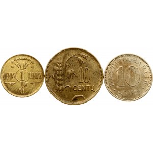 Litwa 1 Centas i 10 Centu 1925 oraz Estonia 10 Senti 1936 Partia 3 monet