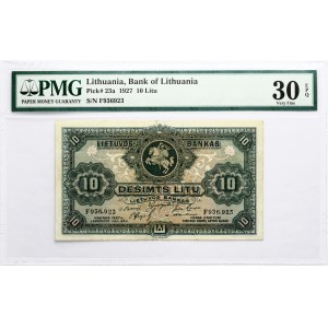Lithuania 10 Litu 1927 PMG 30 Very Fine EPQ
