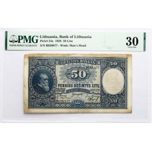 Lithuania 50 Litu 1928 Basanavicius PMG 30 Very Fine