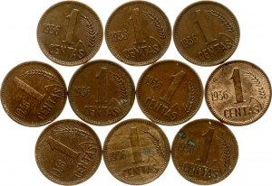 Litva 1 centas 1936 Sada 10 mincí