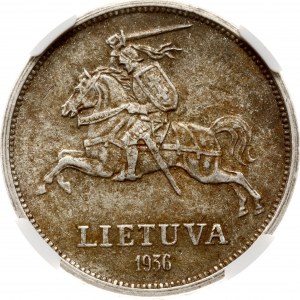 Lithuania 5 Litai 1936 Basanavicius NGC AU 58