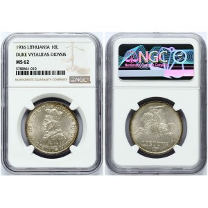 Litwa 10 Litu 1936 Vytautas NGC MS 62