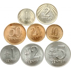 Lithuania 1 Centas - 5 Litai 1991 SET Lot of 9 Coins