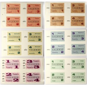 Lithuania 1 - 4 Talonas 1992-1993 Lot of 9 pcs