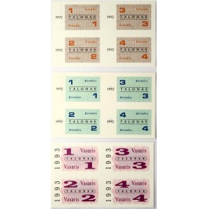 Lithuania 1 - 4 Talonas 1992-1993 Lot of 9 pcs