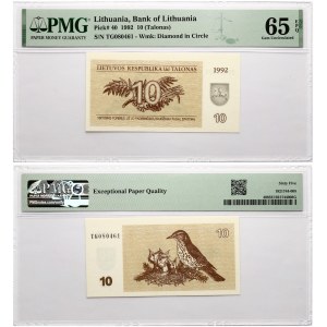 Lithuania 10 &amp; 200 Talonas 1992 PMG 65 Gem Uncirculated EPQ Lot of 2 pcs