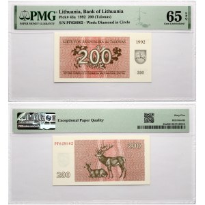 Lithuania 10 &amp; 200 Talonas 1992 PMG 65 Gem Uncirculated EPQ Lot of 2 pcs
