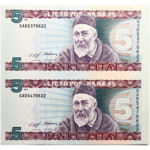Lithuania 5 Litai 1993 Jablonskis Double
