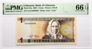 Lituanie 1 Litas 1994 Žemaitė PMG 66 Gem Uncirculated EPQ