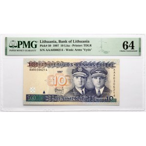Lithuania 10 Litu 1997 Darius and Girenas PMG 64 Choice Uncirculated