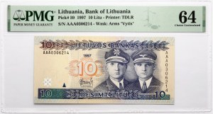 Lituanie 10 Litu 1997 Darius et Girenas PMG 64 Choice Uncirculated