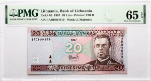Lituanie 20 Litu 1997 Maironis PMG 65 Gem Uncirculated EPQ