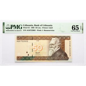 Lithuania 50 Litu 1998 Basanavičius PMG 65 Gem Uncirculated EPQ