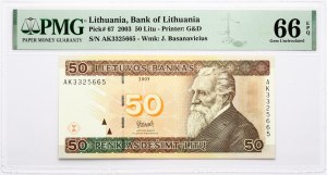 Lituanie 50 Litu 2003 Basanavičius PMG 66 Gem Uncirculated EPQ