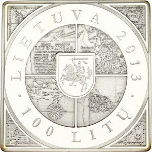 Litwa 100 Litu 2013 1. mapa Wielkiego Księstwa Litewskiego