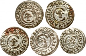 Solidus suédois de Livonie 1635-1641 Riga Lot de 5 pièces