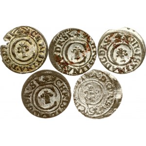 Szwedzki Solid Liwonii 1635-1653 Ryga Zestaw 5 monet