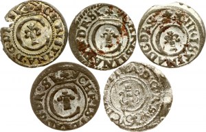 Livonie Solidus suédois 1635-1653 Riga Lot de 5 pièces