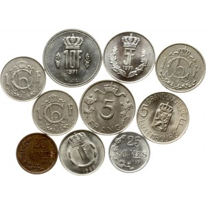 Luxembourg 25 Centimes - 10 Francs 1946-1971 Lot of 10 coins