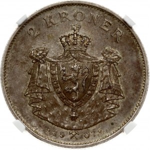 Norway 2 Kroner 1907 Independence NGC MS 62