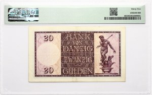 Pologne Dantzig 20 Gulden 1932 PMG 35 Choice Very Fine