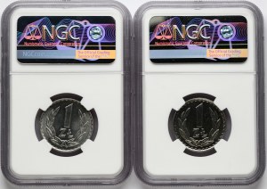 Polsko 1 zlotý 1974 MW & 1 zlotý 1986 MW NGC MS 63-64 Sada 2 mincí