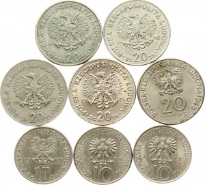 Pologne 10 & 20 Zlotych 1974-1982 Lot de 8 pièces