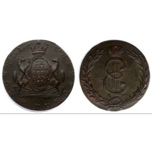 Rosja Syberyjska 10 kopiejek 1776 КМ NGC MS 61 BN