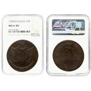 Russia 5 Kopecks 1789 KM (R) NGC MS 61 BN