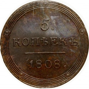 Rosja 5 kopiejek 1808 KM (R1) NGC MS 63 BN
