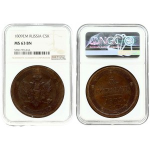 Russia 5 Kopecks 1809 ЕМ NGC MS 63 BN