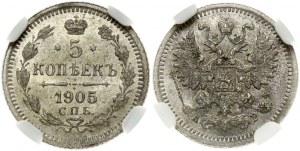 Russie 5 Kopecks 1905 СПБ-AP NGC MS 64