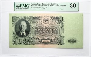 Rusko SSSR 50 rublů 1947 PMG 30 Velmi jemné