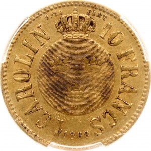 Szwecja 1 Karolin / 10 Franków 1868 PCGS AU 50