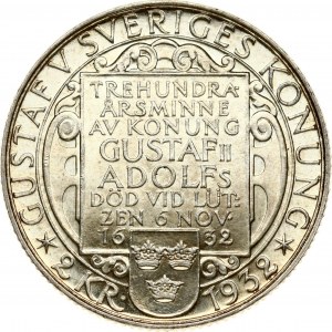 Sweden 2 Kronor 1932 G Death of Gustaf II Adolf