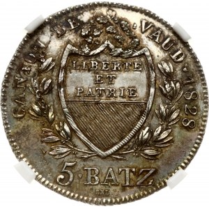 Switzerland Vaud 5 Batzen 1828 BEL NGC UNC DETAILS