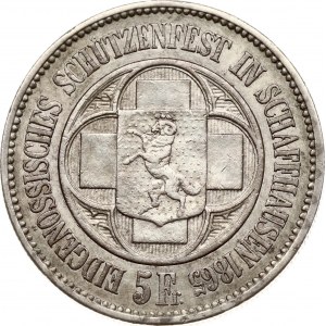 Switzerland 5 Francs 1865 Schaffhausen Shooting Festival
